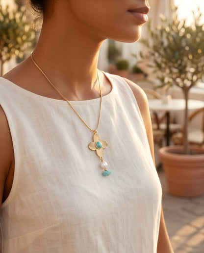 Cadena Larimar y Perla
