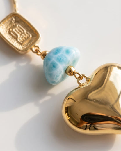 Cadena corazón y Larimar