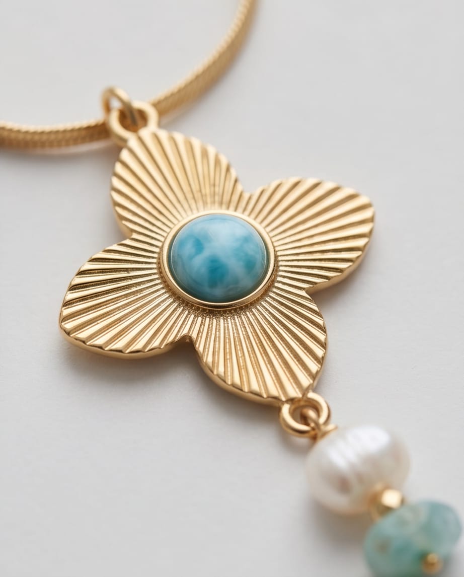 Cadena Larimar y Perla