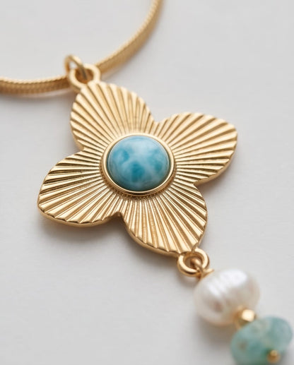 Cadena Larimar y Perla