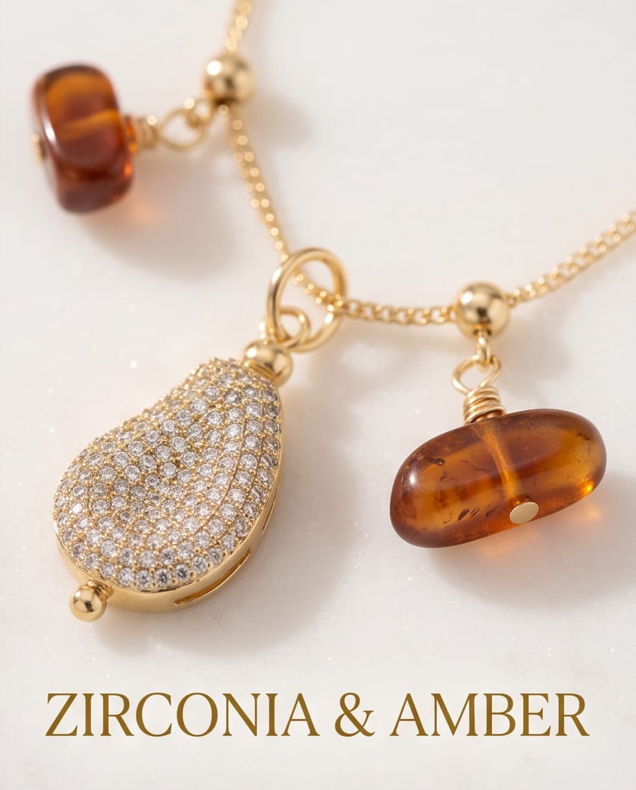 Cadena Ámbar y Circonia